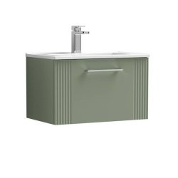Nuie Deco Green 600mm Wall Hung 1 Drawer Vanity Unit (DPF894A)