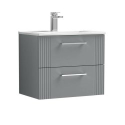 Nuie Deco Grey 600mm Wall Hung 2 Drawer Vanity Unit (DPF293A)