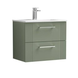 Nuie Deco Green 600mm Wall Hung 2 Drawer Vanity Unit (DPF893A)
