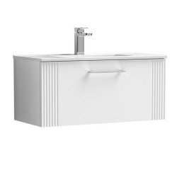 Nuie Deco White 800mm Wall Hung 1 Drawer Vanity Unit (DPF196A)