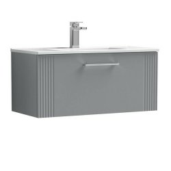 Nuie Deco Grey 800mm Wall Hung 1 Drawer Vanity Unit (DPF296A)