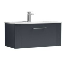 Nuie Deco Soft Black 800mm Wall Hung 1 Drawer Vanity Unit (DPF1496A)