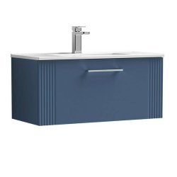 Nuie Deco Blue 800mm Wall Hung 1 Drawer Vanity Unit (DPF396A)