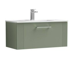 Nuie Deco Green 800mm Wall Hung 1 Drawer Vanity Unit (DPF896A)