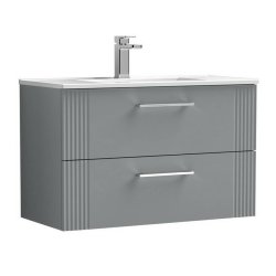 Nuie Deco Grey 800mm Wall Hung 2 Drawer Vanity Unit (DPF295A)