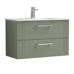 Nuie Deco Green 800mm Wall Hung 2 Drawer Vanity Unit (DPF895A)