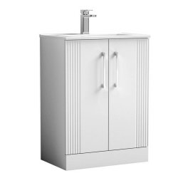 Nuie Deco White 600mm Floor Standing 2 Door Vanity Unit (DPF125A)