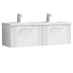 Nuie Deco White 1200mm Wall Hung 2 Drawer Vanity Unit (DPF194F)