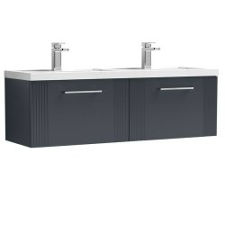 Nuie Deco Soft Black 1200mm Wall Hung 2 Drawer Vanity Unit (DPF1494F)