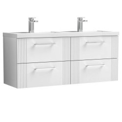 Nuie Deco White 1200mm Wall Hung 4 Drawer Vanity Unit (DPF193F)