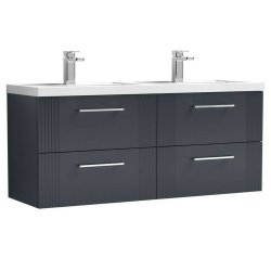 Nuie Deco Soft Black 1200mm Wall Hung 4 Drawer Vanity Unit (DPF1493F)