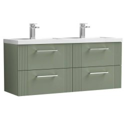 Nuie Deco Green 1200mm Wall Hung 4 Drawer Vanity Unit (DPF893F)