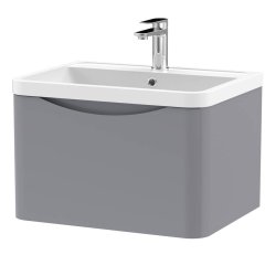 Nuie Lunar Grey 600mm Wall Hung 1 Drawer Vanity Unit (LUN205A)