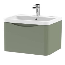 Nuie Lunar Green 600mm Wall Hung 1 Drawer Vanity Unit (LUN805A)