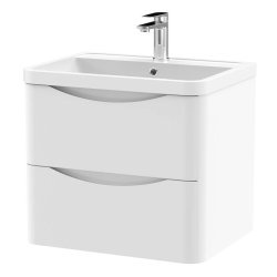 Nuie Lunar White 600mm Wall Hung 2 Drawer Vanity Unit (LUN102A)