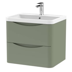Nuie Lunar Green 600mm Wall Hung 2 Drawer Vanity Unit (LUN802A)