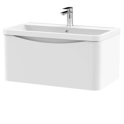 Nuie Lunar White 800mm Wall Hung 1 Drawer Vanity Unit (LUN106A)