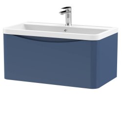 Nuie Lunar Blue 800mm Wall Hung 1 Drawer Vanity Unit (LUN306A)