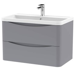 Nuie Lunar Grey 800mm Wall Hung 2 Drawer Vanity Unit (LUN204A)