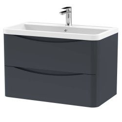 Nuie Lunar Soft Black 800mm Wall Hung 2 Drawer Vanity Unit (LUN1404A)