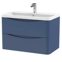 Nuie Lunar Blue 800mm Wall Hung 2 Drawer Vanity Unit (LUN304A)