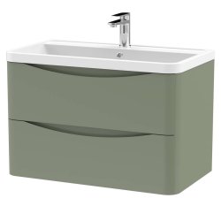 Nuie Lunar Green 800mm Wall Hung 2 Drawer Vanity Unit (LUN804A)