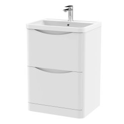 Nuie Lunar White 600mm Floor Standing 2 Drawer Vanity Unit (LUN101A)