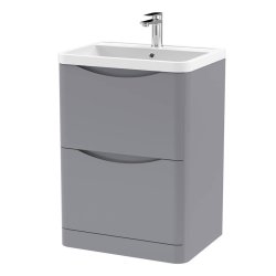 Nuie Lunar Grey 600mm Floor Standing 2 Drawer Vanity Unit (LUN201A)