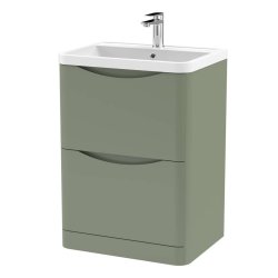 Nuie Lunar Green 600mm Floor Standing 2 Drawer Vanity Unit (LUN801A)