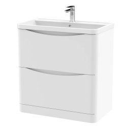 Nuie Lunar White 800mm Floor Standing 2 Drawer Vanity Unit (LUN103A)