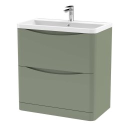 Nuie Lunar Green 800mm Floor Standing 2 Drawer Vanity Unit (LUN803A)