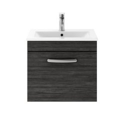 Nuie Athena Black 500mm Wall Hung 1 Drawer Vanity Unit (ATH012A)