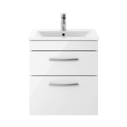 Nuie Athena White 500mm Wall Hung 2 Drawer Vanity Unit (ATH020A)