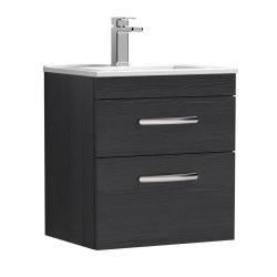 Nuie Athena Black 500mm Wall Hung 2 Drawer Vanity Unit (ATH019A)