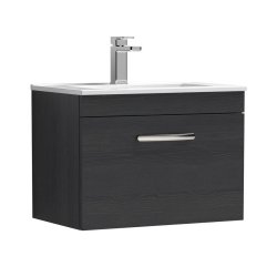 Nuie Athena Black 600mm Wall Hung 1 Drawer Vanity Unit (ATH040A)