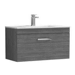 Nuie Athena Anthracite 800mm Wall Hung 1 Drawer Vanity Unit (ATH060A)