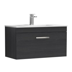Nuie Athena Black 800mm Wall Hung 1 Drawer Vanity Unit (ATH061A)