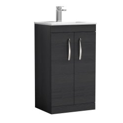 Nuie Athena Black 500mm Floor Standing 2 Door Vanity Unit (ATH005A)