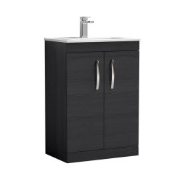 Nuie Athena Black 600mm Floor Standing 2 Door Vanity Unit (ATH026A)