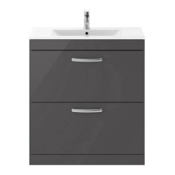 Nuie Athena Grey 800mm Floor Standing 2 Drawer Vanity Unit (ATH079A)