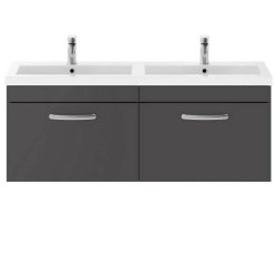 Nuie Athena Grey 1200mm Wall Hung 2 Drawer Vanity Unit (ATH077F)
