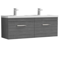 Nuie Athena Anthracite 1200mm Wall Hung 2 Drawer Vanity Unit (ATH039F)
