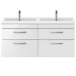 Nuie Athena White 1200mm Wall Hung 4 Drawer Vanity Unit (ATH048F)