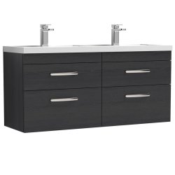 Nuie Athena Black 1200mm Wall Hung 4 Drawer Vanity Unit (ATH047F)