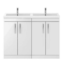 Nuie Athena White 1200mm Floor Standing 4 Door Vanity Unit (ATH027F)
