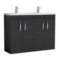 Nuie Athena Black 1200mm Floor Standing 4 Door Vanity Unit (ATH026F)