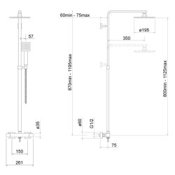 Trisen Zacha Brushed Brass Square Exposed Thermostatic Shower
