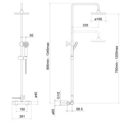 Trisen Harik 2 Chrome Round Exposed Thermostatic Shower