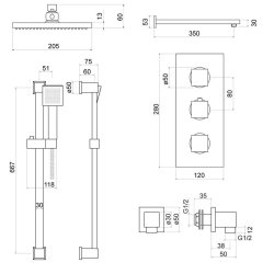 Trisen Raffa Chrome Concealed Thermostatic Shower Set