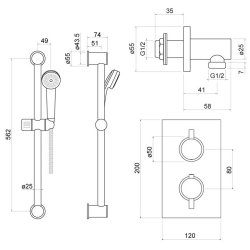 Trisen Acksor Chrome Concealed Thermostatic Shower Set